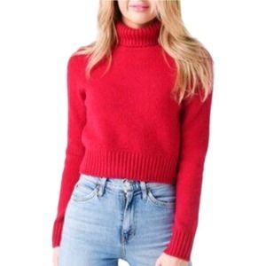 NEW! RE/DONE 60s Slim Turtleneck Wool Blend Sweater Ruby Red‎ Size Small $495